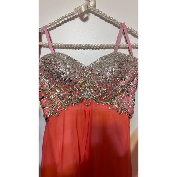 Blush Prom Coral Strapless Dress - Picture 7 of 9